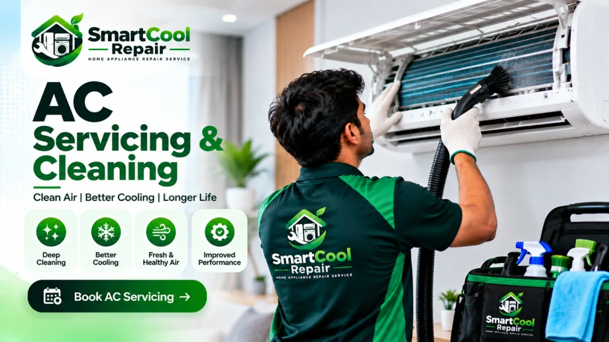 Technician cleaning AC filter