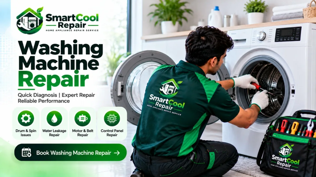 Front-load washing machine in laundry room